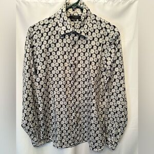 Ted Baker Men's Shirt Size 3 (M) Black Floral Print Long Sleeve Cotton Button Up